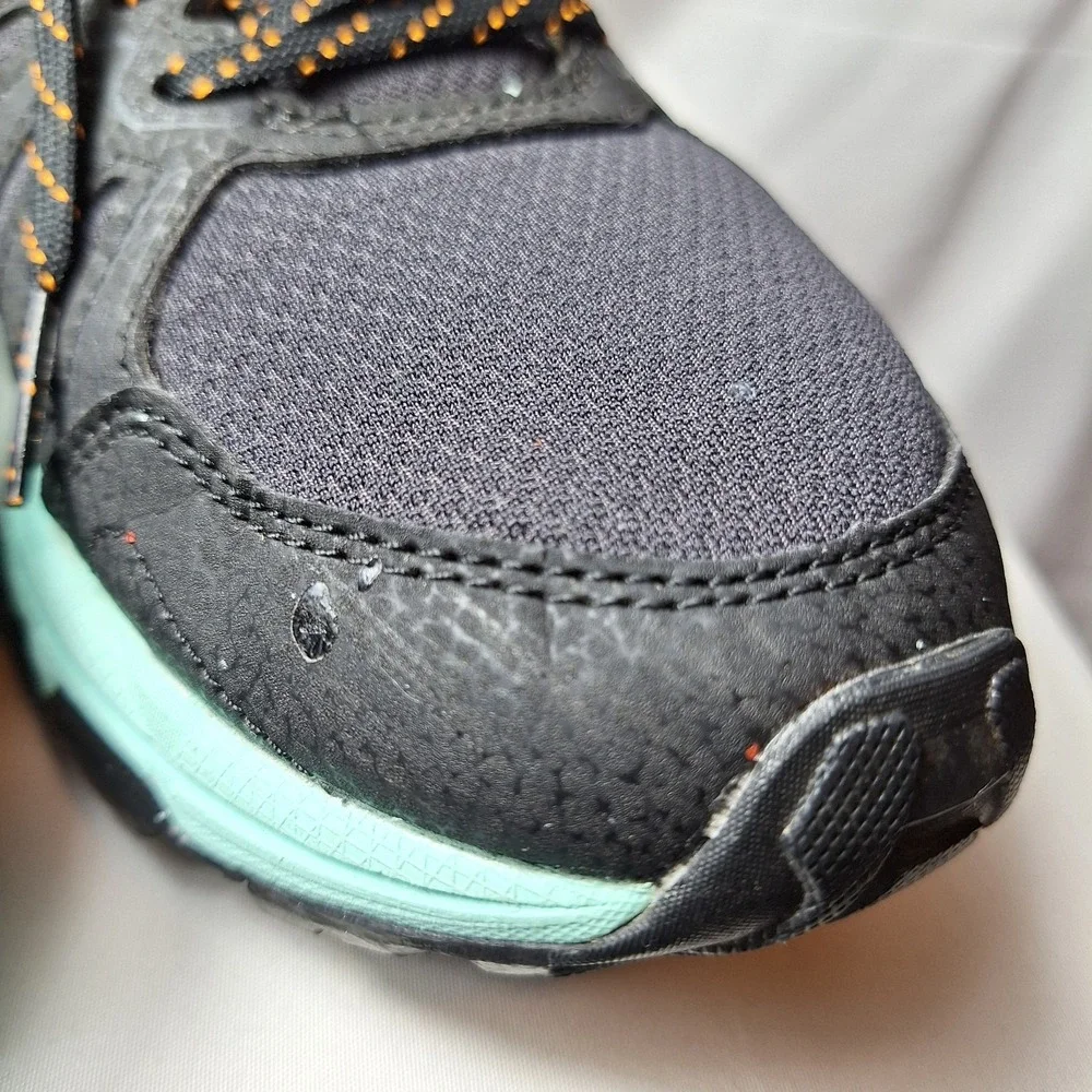 ASICS Gel-Venture 7 Trail Running Sneaker Women Sz 8.5 Black/Teal/Orange Pop GUC